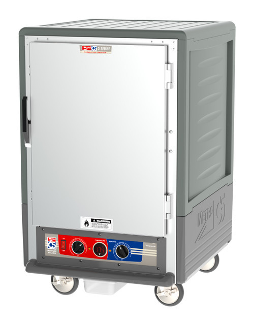 Metro C535-MFS-U-GY C5 3 Series Gray Half-Size Insulated Moisture Heated Holding & Proofing Cabinet with Solid Doors and Universal Wire Slides - 120 Volts