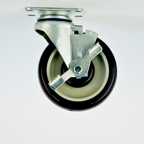 New Age C455 5" Dia Urethane Wheel Tread Swivel Plate Caster With Brakes