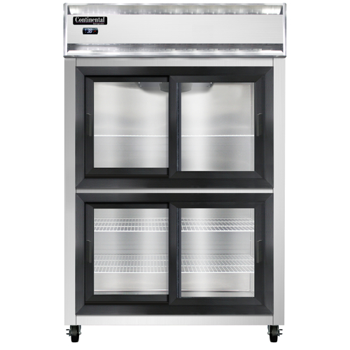 Continental Refrigerator 2RNSGDHD 52" W Two-Section Glass Door Reach-In Refrigerator