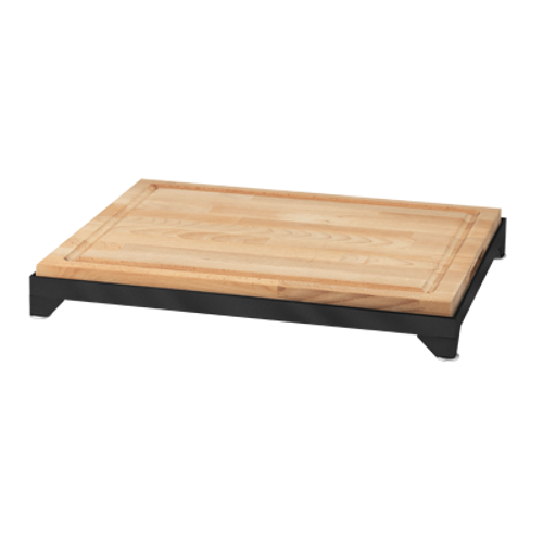 Eastern Tabletop 9653MB 24" x 18" Butcher Block Carving Board with Black Coated Stainless Steel Frame