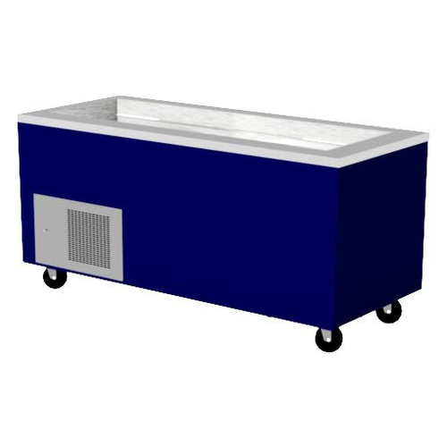 Randell RS FGO-RCP-4 (4) 12" x 20" Pan Stainless Steel Top Fiberglass Body Electronic Controls Open Base Storage Mobile 1/4 HP RanServe FG Cold Food Table