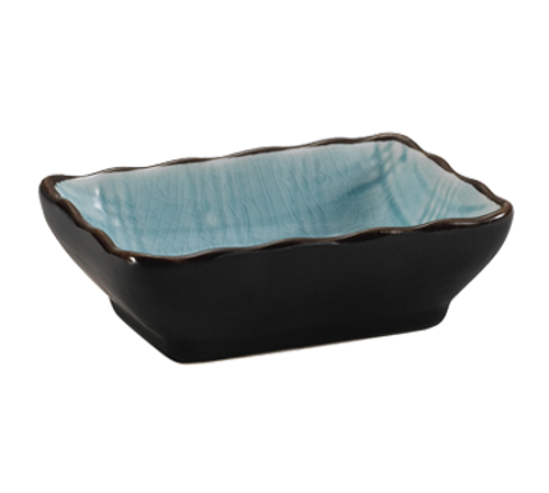CAC China 666-32-BLU 3.25" W X 2.5" D X 1" H Lake Blue Ceramic Rectangular Japanese Style Sauce Dish (4 Dozen Per Case)