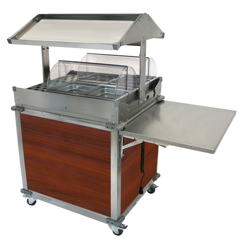 Cadco CBC-GG-2-L5 63.25" W Cherry Stainless Steel Electric MobileServ Deluxe Grab & Go Merchandising - 120 Volts