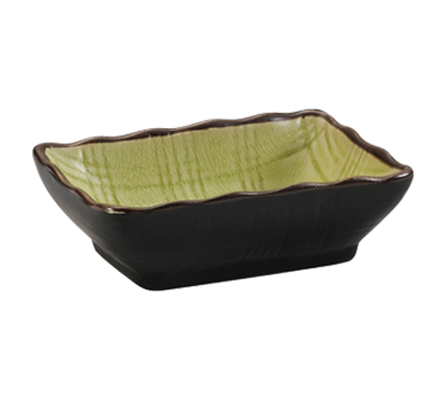 CAC China 666-32-G 3.25" W X 2.5" D X 1" H Golden Green Ceramic Rectangular Japanese Style Sauce Dish (4 Dozen Per Case)