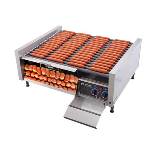Star 75STBD Stadium Seating Grill-Max Hot Dog Grill 75 Hot Dogs & 48 Buns Capacity Roller-Type Integrated Bun Drawer