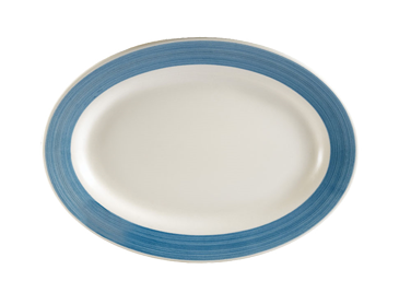 CAC China R-51-BLU Blue Ceramic Oval Rainbow Platter (1 Dozen)