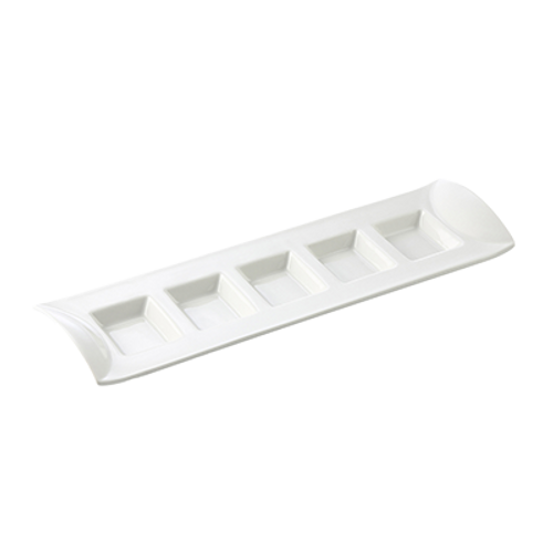 CAC China CN-5T13 0.5 Oz. Super White Porcelain Rectangular CN Compartment Tray (2 Dozen Per Case)