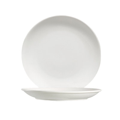 CAC China 101-9C 9.25" Dia. Bone White Porcelain Round Lincoln Plate (2 Dozen Per Case)