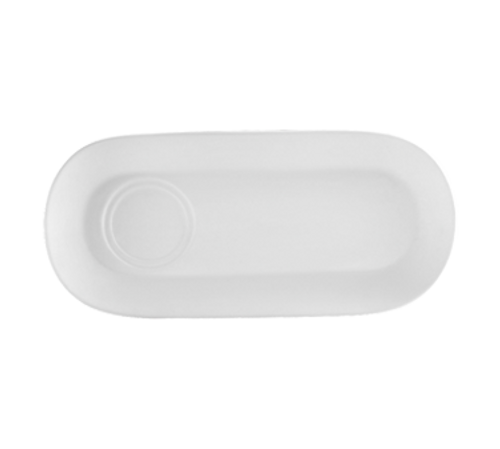 CAC China CTY-88 Super White Porcelain Oval CitySquare Breakfast Platter (2 Dozen Per Case)