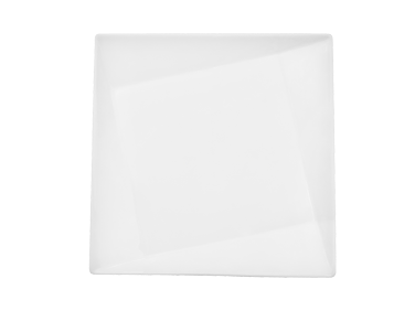 CAC China QZT-208 Super White Porcelain Square Crystal Plate (2 Dozen Per Case)
