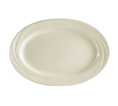 CAC China GAD-19 Bone White Porcelain Oval Garden State Platter (1 Dozen)
