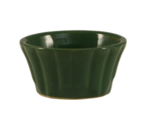 CAC China RMK-F4-G 4 Oz. Green Floral Ceramic RMK Ramekin (4 Dozen Per Case)