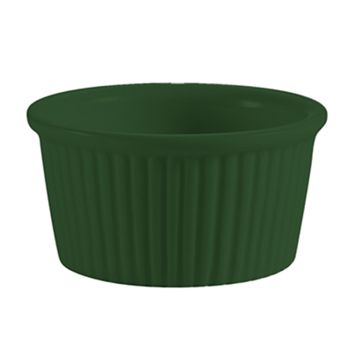 CAC China RKF-3-G 3 Oz. Green Round Fluted Ceramic RKF Ramekin (4 Dozen Per Case)