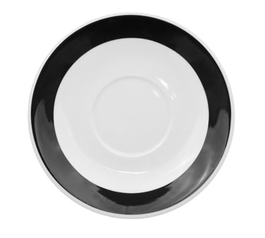 CAC China R-2-BLK 6" Dia. Black Ceramic Round Rainbow Saucer (3 Dozen Per Case)