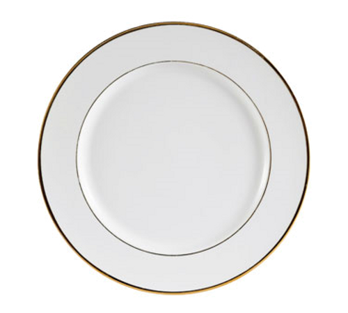 CAC China GRY-16 10.5" Dia. Super White Porcelain Round Golden Royal Plate (1 Dozen)