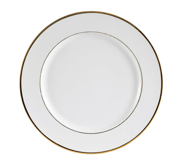 CAC China GRY-16 10.5" Dia. Super White Porcelain Round Golden Royal Plate (1 Dozen)