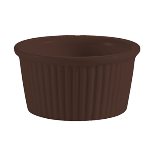 CAC China RKF-6-BWN 6 Oz. Round Fluted Ceramic RKF Ramekin (3 Dozen Per Case)