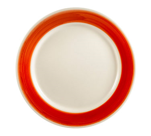 CAC China R-21-R 12" Dia. Red Ceramic Round Rainbow Plate (1 Dozen)