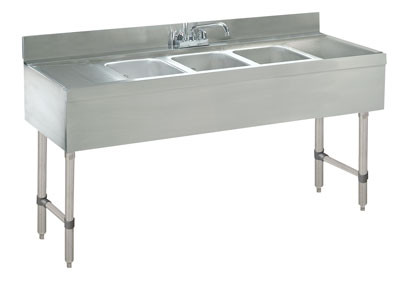 Advance Tabco CRB-53C-X 60" W x 21" D Stainless Steel 3 Bowls Special Value Sink Unit