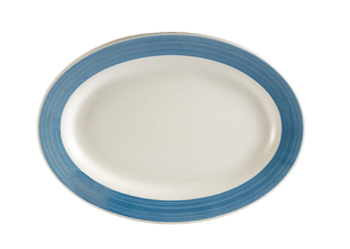 CAC China R-13-BLU Blue Ceramic Oval Rainbow Platter (1 Dozen)