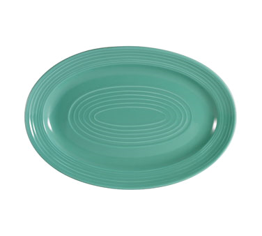 CAC China TG-12-G Green Porcelain Oval Tango Platter (2 Dozen Per Case)