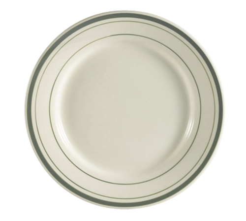 CAC China GS-16 10.5" Dia. American White Ceramic Round Greenbrier Plate (1 Dozen)