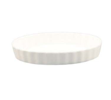 CAC China QSV-11 36 Oz. Super White Porcelain Oval Quiche Baking Dish (1 Dozen)