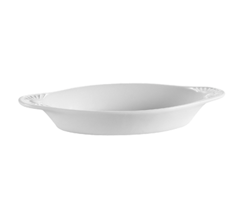CAC China COA-8-P 8 Oz. Super White Porcelain Oval Welsh Rarebit Baking Dish (3 Dozen Per Case)