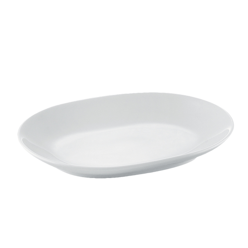 CAC China RCN-CD33 Super White Porcelain Oval RCN Specialty D-End Platter (2 Dozen Per Case)