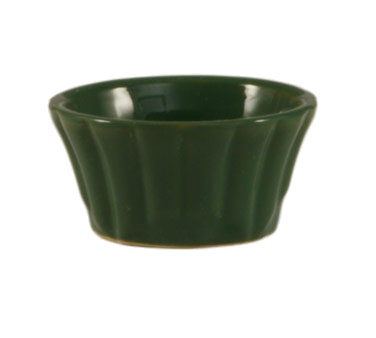 CAC China RMK-F6-G 6 Oz. Green Floral Ceramic RMK Ramekin (3 Dozen Per Case)