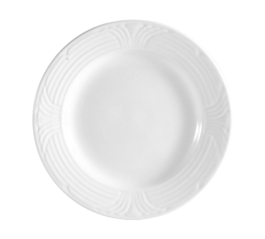 CAC China CRO-20 11.25" Dia. Super White Porcelain Round Corona Plate (1 Dozen)