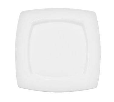CAC China RCN-S16Q Super White Porcelain Square Clinton Plate (1 Dozen)