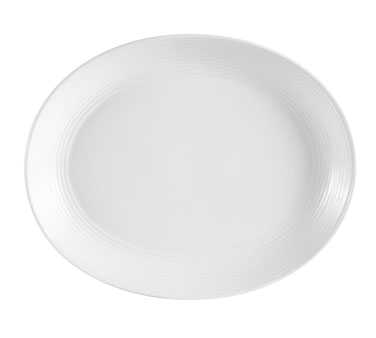 CAC China CBS-12C Super White Porcelain Oval Cambridge Platter (2 Dozen Per Case)