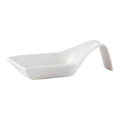 CAC China PTS-43 1 Oz. Super White Porcelain Square Party Collection Spoon (12 Dozen Per Case)