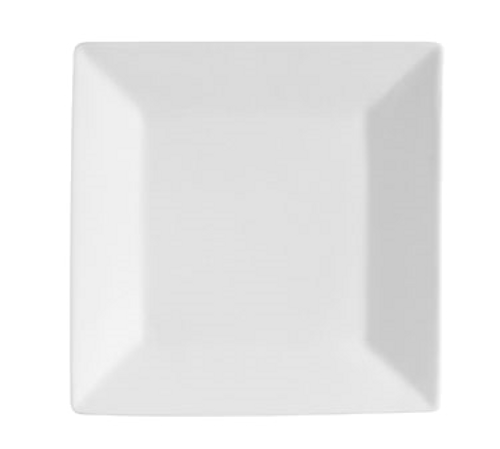 CAC China RE-SQ21 American White Ceramic Square RE Plate (1 Dozen)