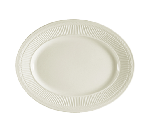 CAC China RID-12 American White Ceramic Oval Ridgemont Platter (2 Dozen Per Case)