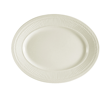 CAC China RID-12 American White Ceramic Oval Ridgemont Platter (2 Dozen Per Case)