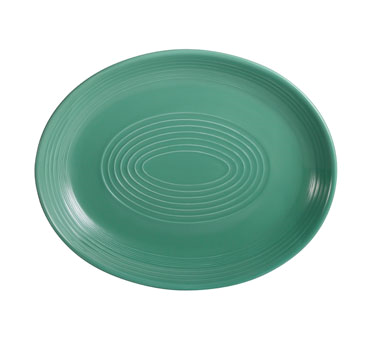 CAC China TG-14C-G Green Porcelain Oval Tango Platter (1 Dozen)