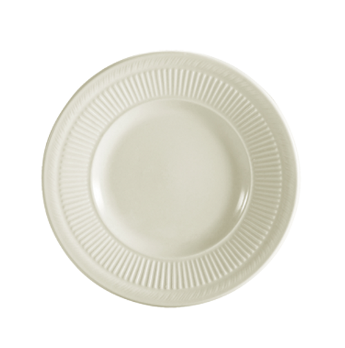 CAC China RID-8 9.38" Dia. American White Ceramic Round Ridgemont Plate (2 Dozen Per Case)