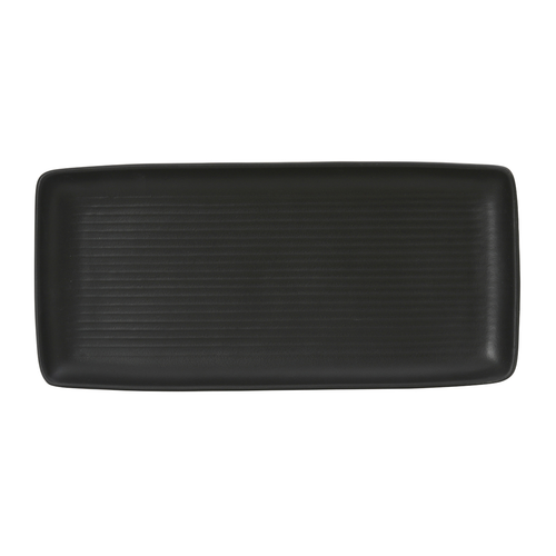 Tuxton VBZ-140Y Porcelain Matte Black Rectangular Tray (1 Dozen)