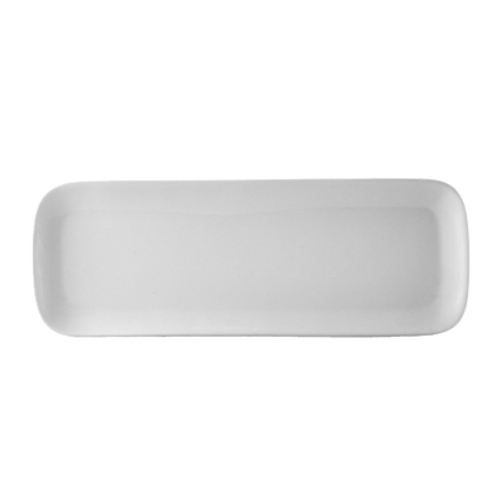 CAC China OXF-C481 Bone White Porcelain Rectangular Oxford Long Tray (1 Dozen)