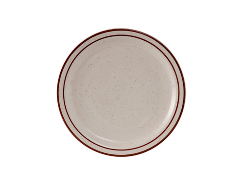 Tuxton TBS-007 7-1/4" Ceramic American White/Eggshell With Brown Speckle Round Plate (3 Dozen Per Case)