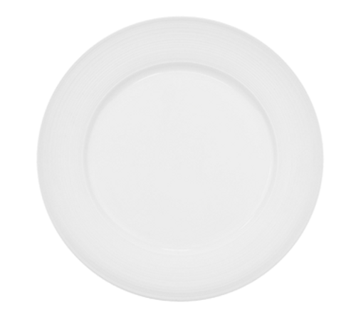 CAC China TST-20 11" Dia. Super White Porcelain Round Transitions Plate (1 Dozen)