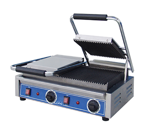 Globe GPGDUE10-E Electric Countertop Bistro Panini Grill - 208-240 Volts