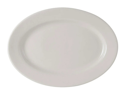 Tuxton TRE-043 Ceramic American White/Eggshell Oval / Oblong Platter (1 Dozen)