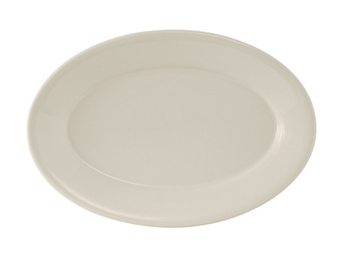 Tuxton TRE-039 Ceramic American White/Eggshell Oval / Oblong Platter (1 Dozen)