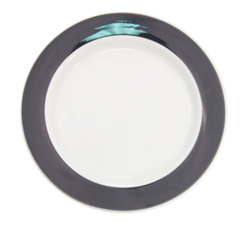 CAC China R-8-BLK 9" Dia. Black Ceramic Round Rainbow Plate (2 Dozen Per Case)