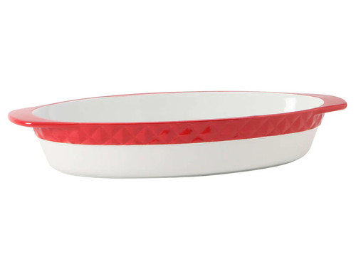 Tuxton EAQ-101 3-1/2 qt Porcelain Porcelain White Oval Casserole Dish (2 Each Per Case)