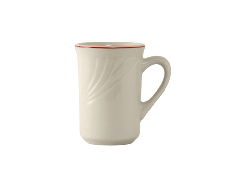 Tuxton YBM-080 2-7/8" 7-1/2 Oz. Ceramic Eggshell With Berry Band Mug (3 Dozen Per Case)
