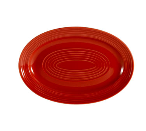 CAC China TG-14-R Red Porcelain Oval Tango Platter (1 Dozen)